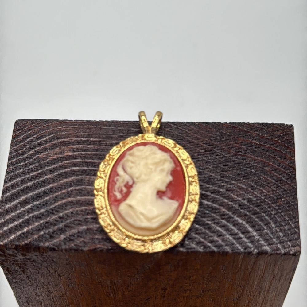 Beautiful relief carved cameo necklace charm romantic Victorian Bridgeton